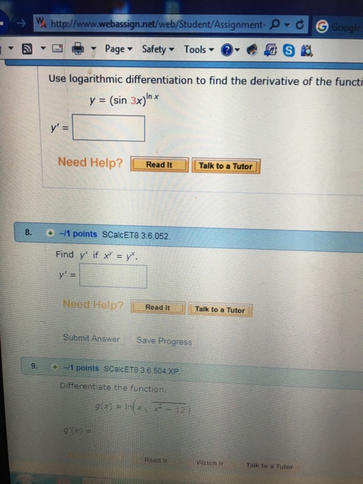 Use Logarithmic Differentiation To Find The Chegg Com