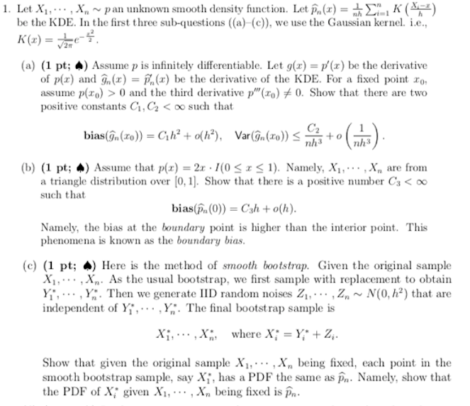 Solved 1 Let X1 X P An Unknown Smooth Density Func Chegg Com