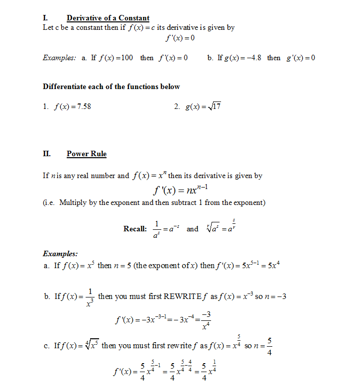 Let C Be A Constant Then If F X C Its Derivative Chegg Com