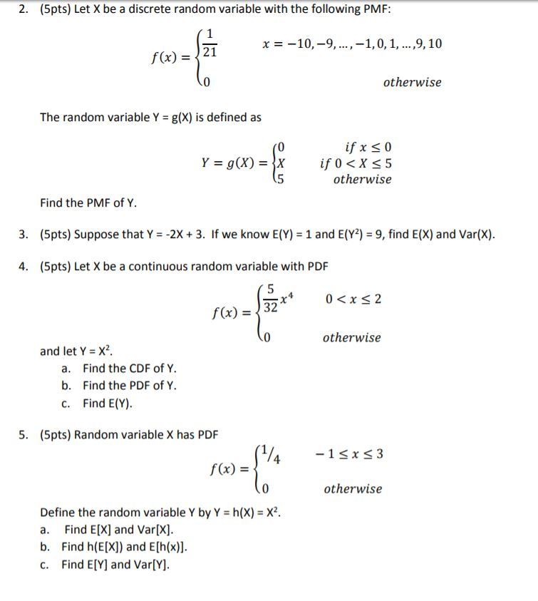 Solved 2 5pts Let X Be A Discrete Random Variable With Chegg Com