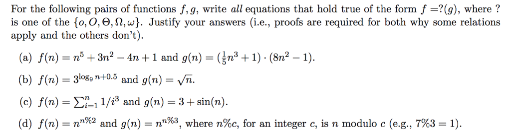 Solved For The Following Pairs Of Functions F G Write A Chegg Com