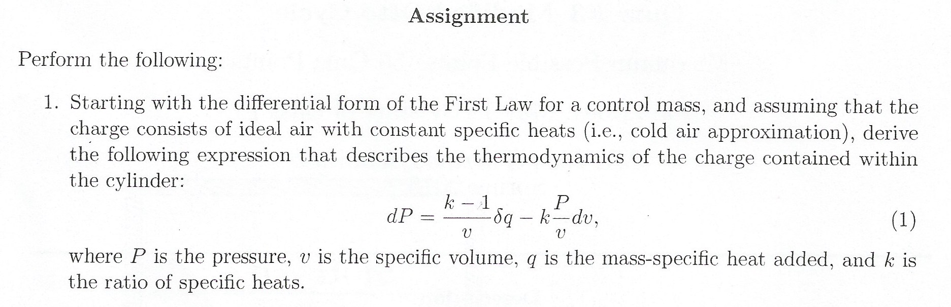 first law of thermodynamics differential form