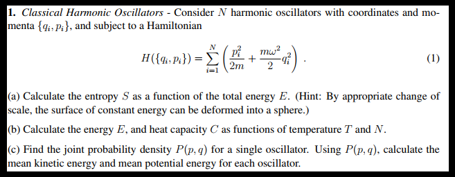 Solved Exercise 3. Consider N classical harmonic oscillators