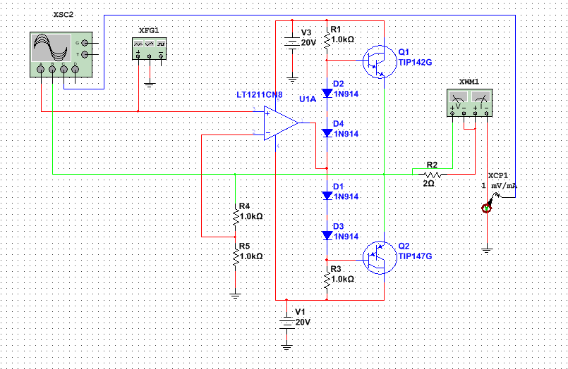 display 7 segment transistor Amp. AB Below I A Schematic Class Solved: Of A Multisim Is