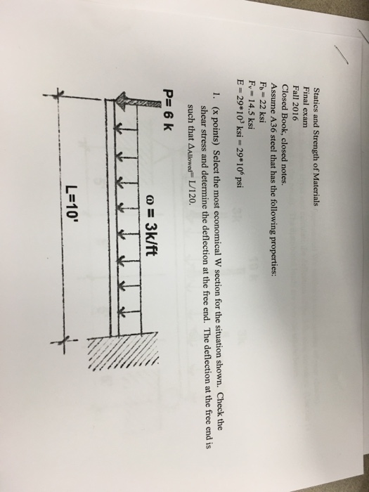Solved Statics And Strength Of Materials Final Exam Fall