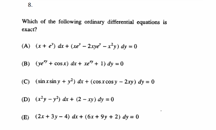 Solved Which Of The Following Ordinary Differential Chegg Com