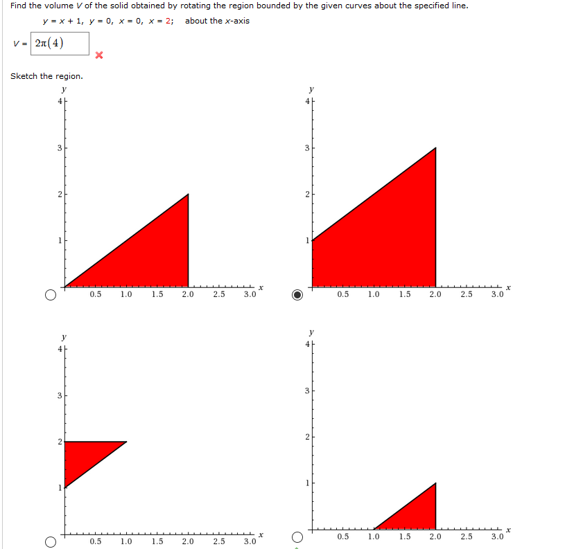 Solved Find The Volume V Of The Solid Obtained By Rotatin Chegg Com