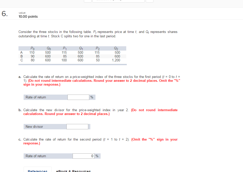 Solved Consider The Three Stocks In The Following Table. P_t | Chegg.com