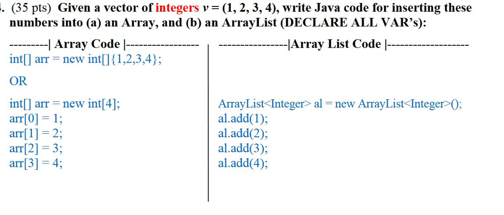 declaare array vs arraylist