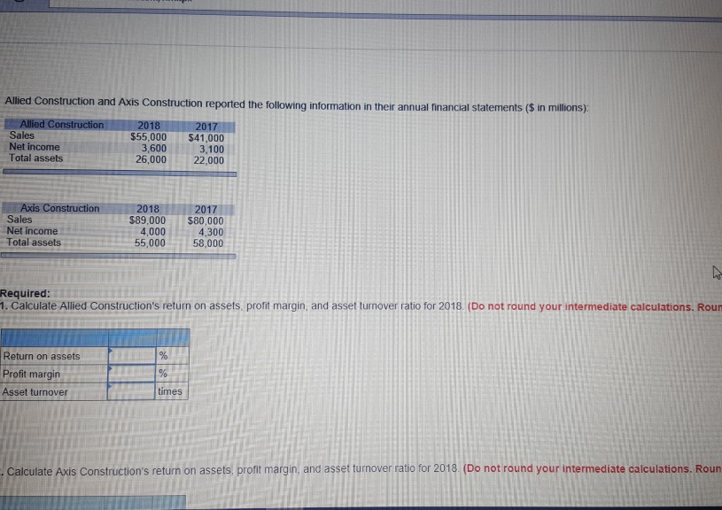 Solved Allied Construction And Axis Construction Reported