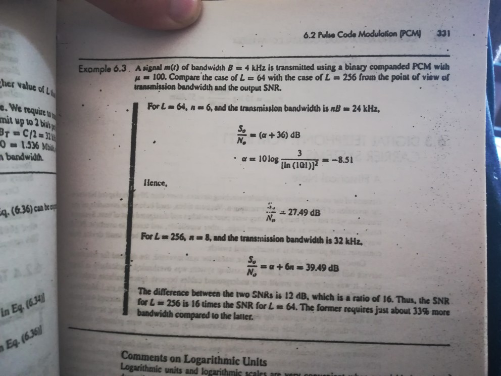 Solved 6 2 Pulse Code Modulalion Pcm 331 Exomple 6 3 A Chegg Com