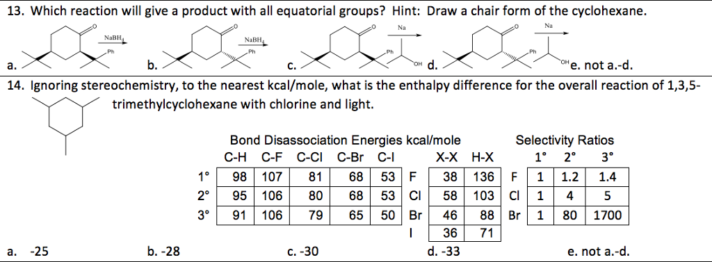 Solved 13 Which Reaction Will Give A Product With All Eq