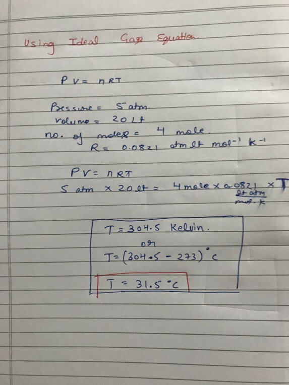 Question & Answer: A 20.0 L gas cylinder has been filled with 4.00 moles of gas. You measure the pressure to be..... 1