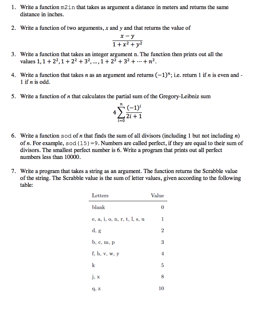 9. Write a function m9in that takes as argument a  Chegg.com