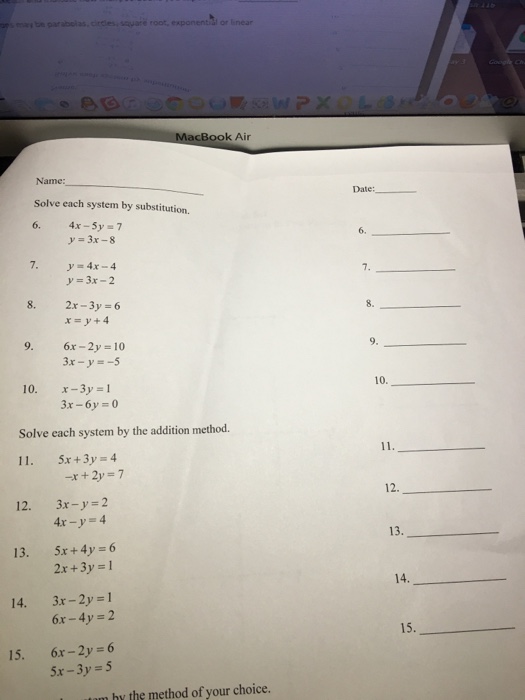 Solved Solve Each System By Substitution 4x 5y 7 Y Chegg Com