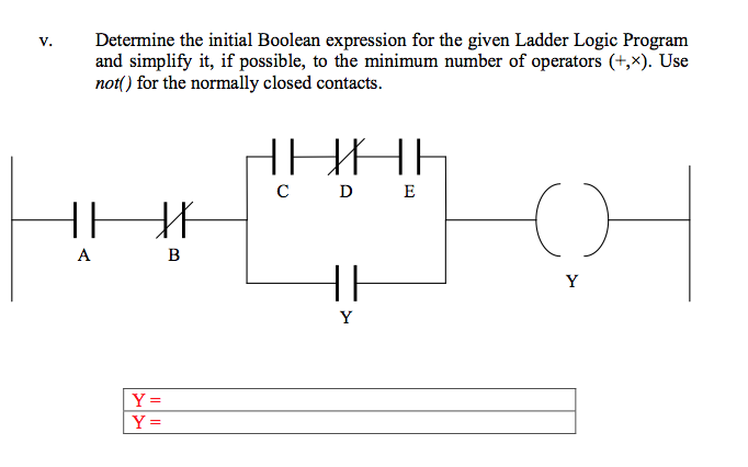 given ladder logic program to expressions