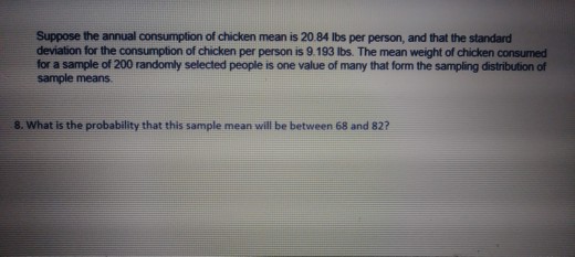 Solved Suppose The Annual Consumption Of Chicken Mean Is Chegg Com