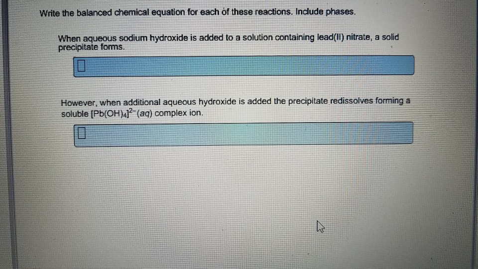 Write a balanced equation for each of these chemical reactions image