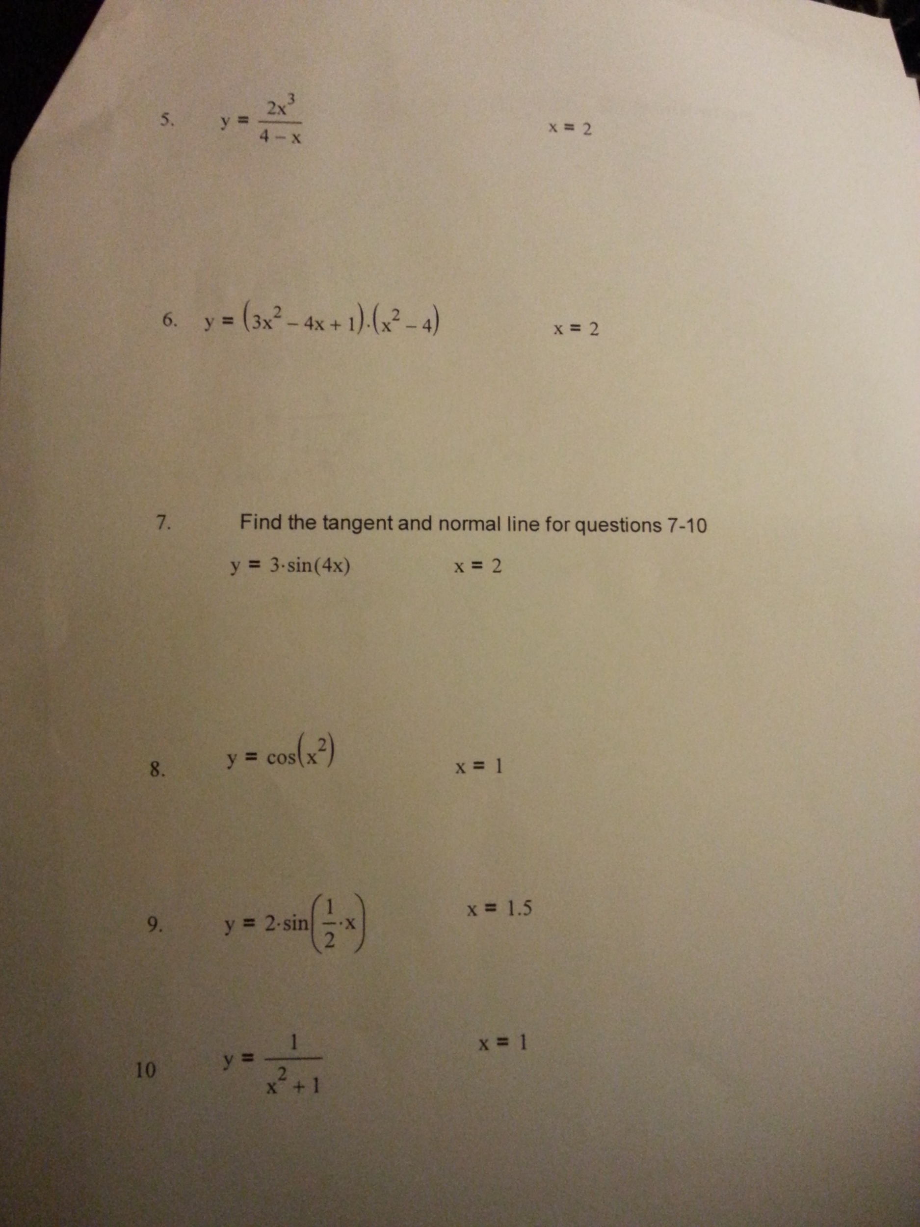 Solved Y 2x 3 4 X X 2 Y 3x 2 4x 1 X 2 Chegg Com