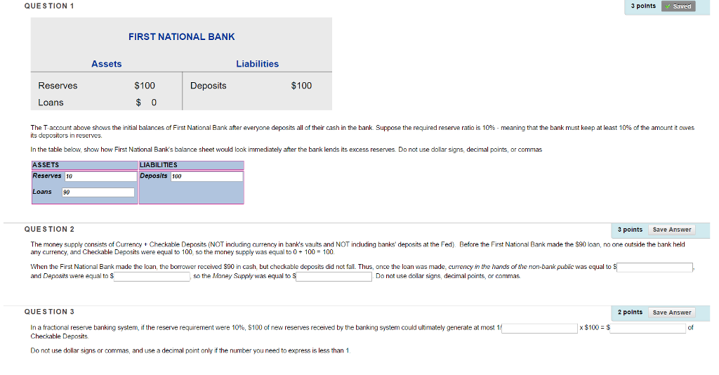 Solved Question 1 3 Points First National Bank Liabilitie