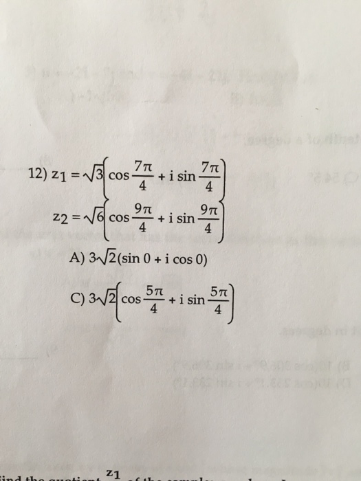 Cos z sin z. Sin 7pi/4. 1 − Cos ( a ) − i sin ( a ). 7pi/6. Z1 2 cos п/3+i sin п/3.