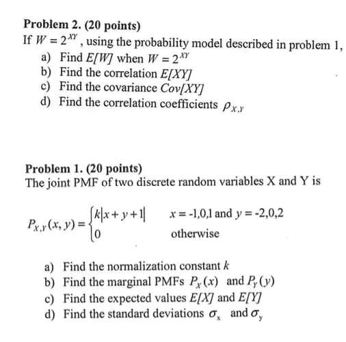 Solved Problem 2 Probability Expected Value Correla Chegg Com