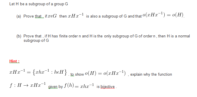 Solved Let H Be A Subgroup Of A Group G A Prove That If Chegg Com