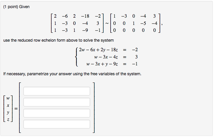 Solved 1 Point Given 2 62 18 2 1 30 4 1 3 0 430