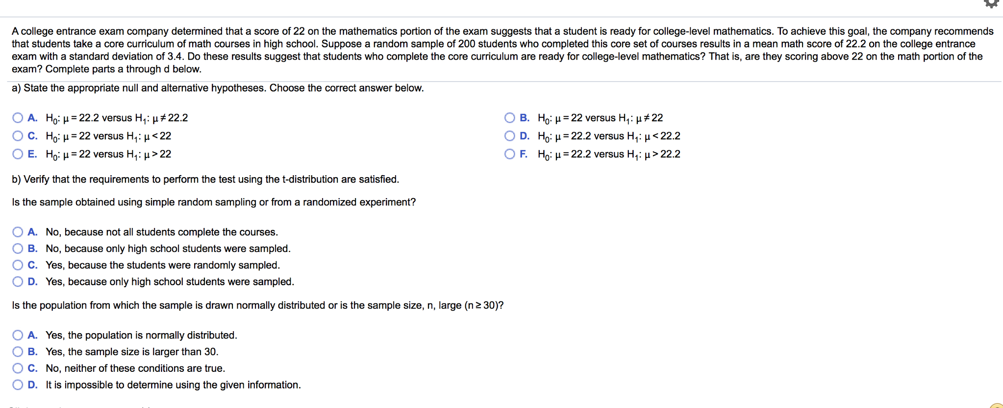 Solved A College Entrance Exam Company Determined That A | Chegg.com