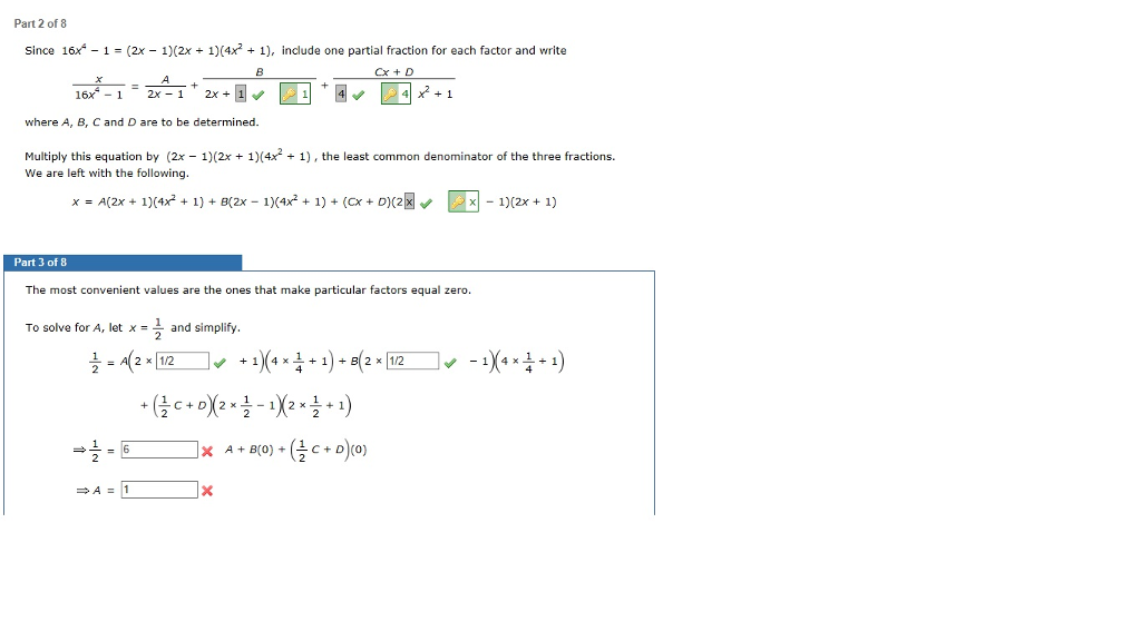 Solved Part 2 Of 8 Since 16x 1 2x 1 2x 1 4x2 1 Chegg Com Solved Part 2 Of 8 Since 16x 1 2x 1 2x 1 4x2 1 Chegg Com
