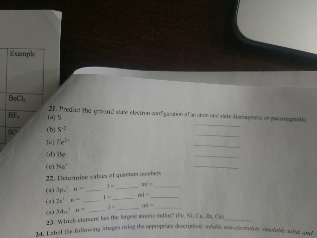 diamagnetic electron configuration