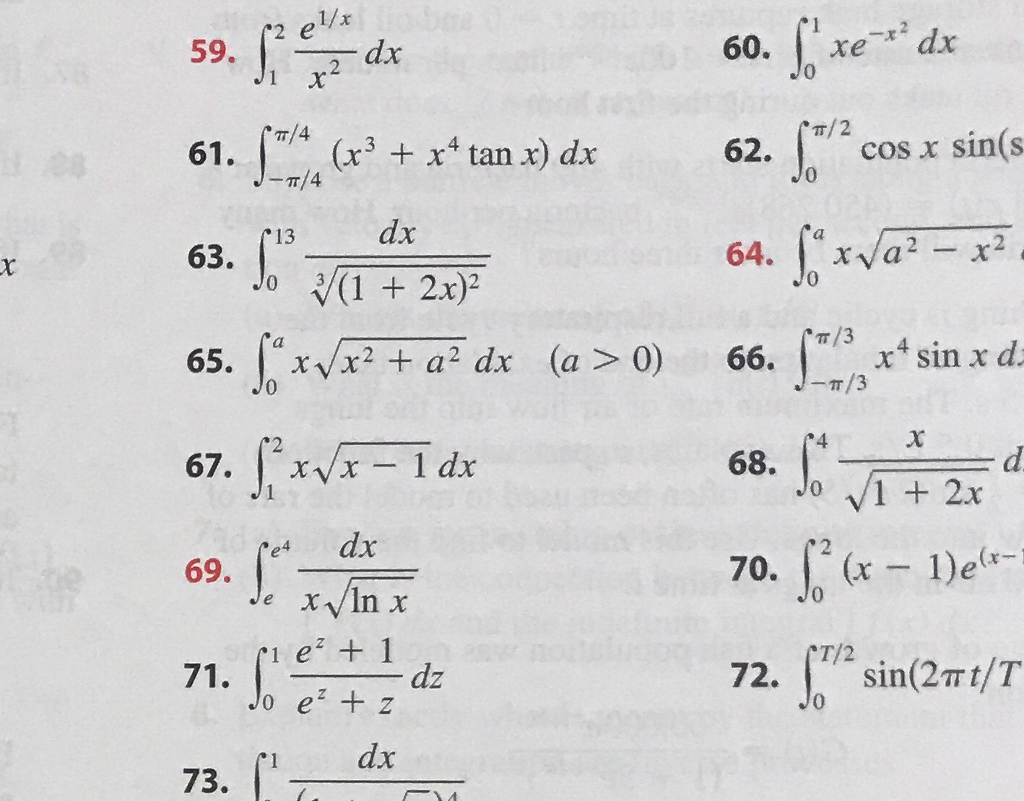 Solved Integral 2 1 E 1 X X 2 Dx Integral 1 0 Xe X 2 Dx Chegg Com