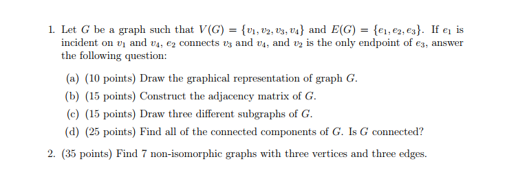 Solved If E1 Is Let G Be A Graph Such That V G Ui Chegg Com