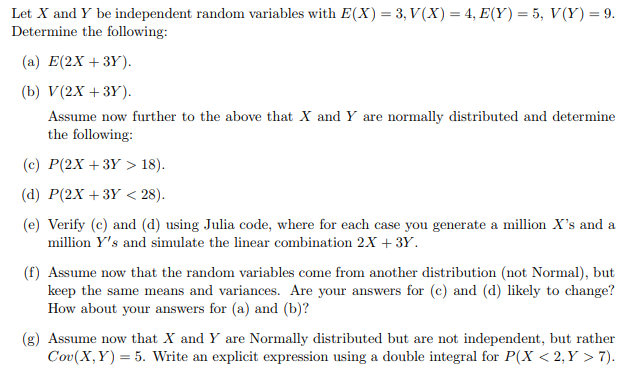 Solved Let X And Y Be Independent Random Variables With E Chegg Com