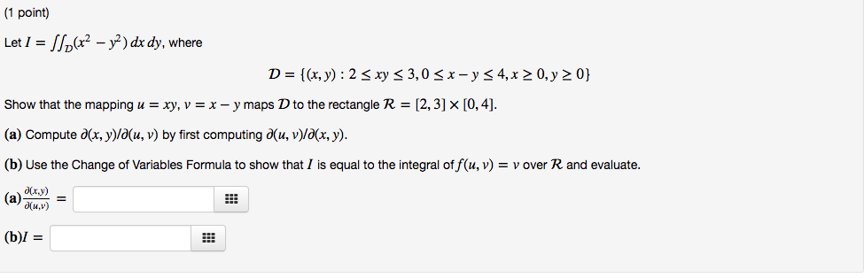 Solved 1 Point Let 1 Llse 9 Dxdy Where D X Y 2 5 Chegg Com