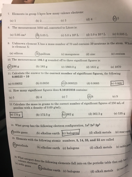Solved Elements In Group 5 Have How Many Valence Electrons: | Chegg.com