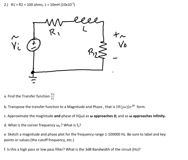 2 R1 R2 100 Ohms L 10 Mh 10 X 10 3 A Chegg Com