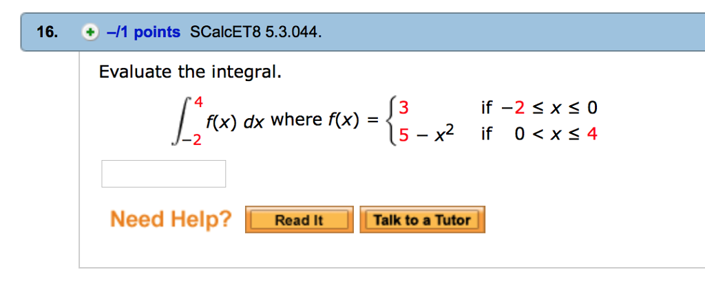 Solved: Points SCalcET8 5.3 044. Evaluate The Integral. 16 ...