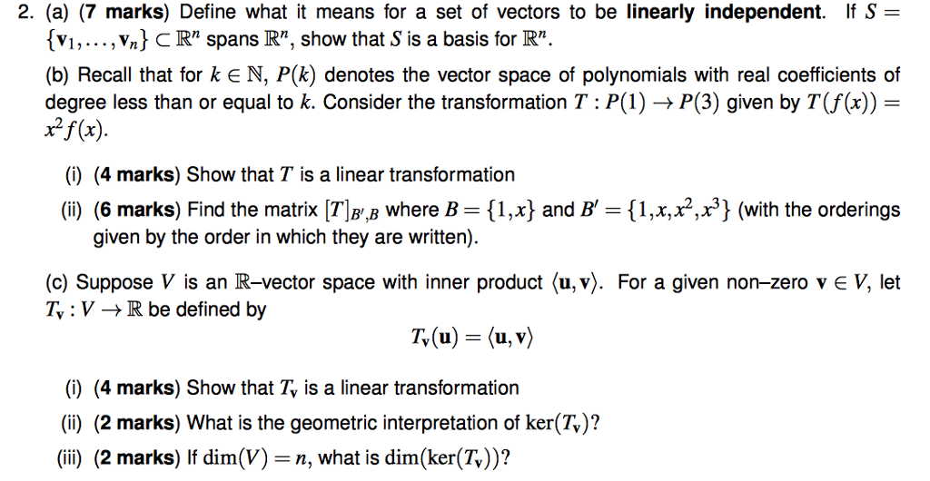 Solved 2 A 7 Marks Define What It Means For A Set Of Chegg Com