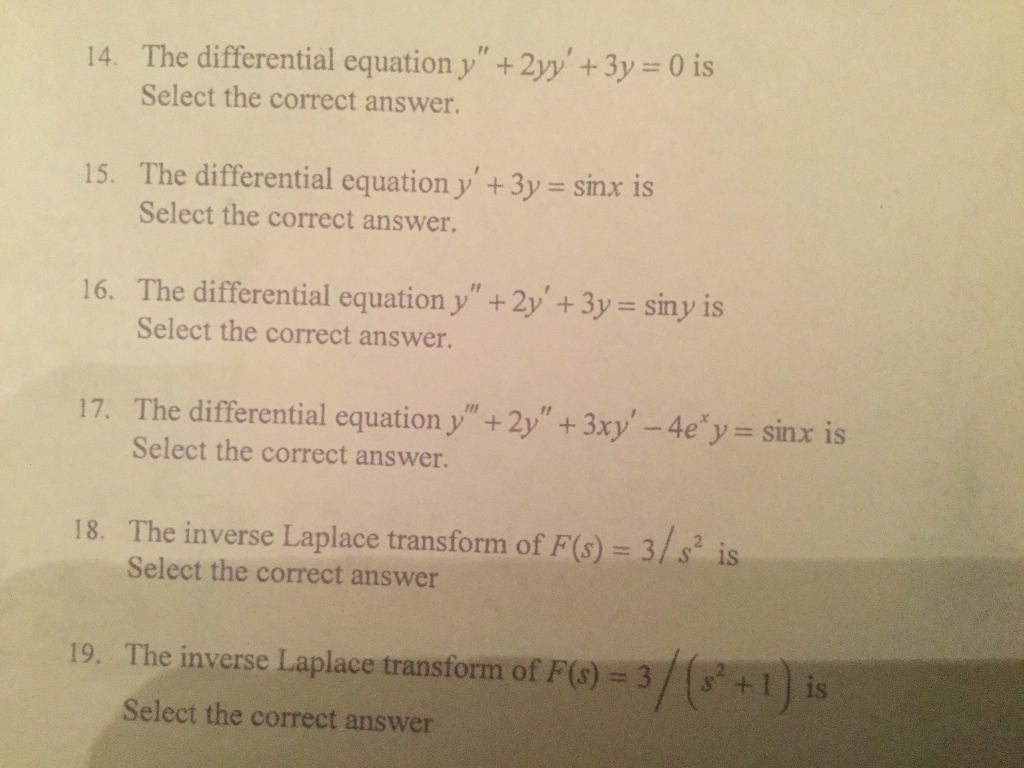 Solved The Differential Equation Y 2yy 3y 0 Is Correct Chegg Com