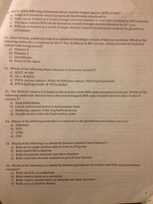 Solved Which Of The Following Statements About Reactive O Chegg Com