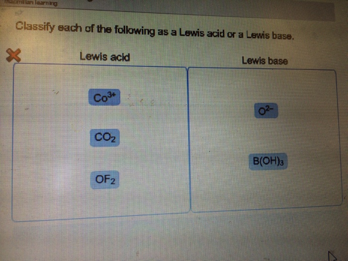 Solved Classify Each Of The Following As A Lewis Acid Or