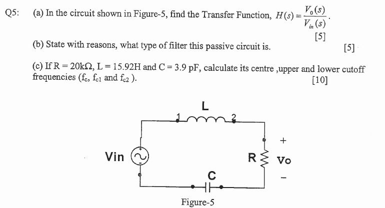 Solved V S V S 15 Q5 A In The Circuit Shown In F Chegg Com