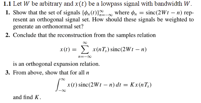 Solved 1 1 Let W Be Arbitrary And X T Be A Lowpass Signa Chegg Com