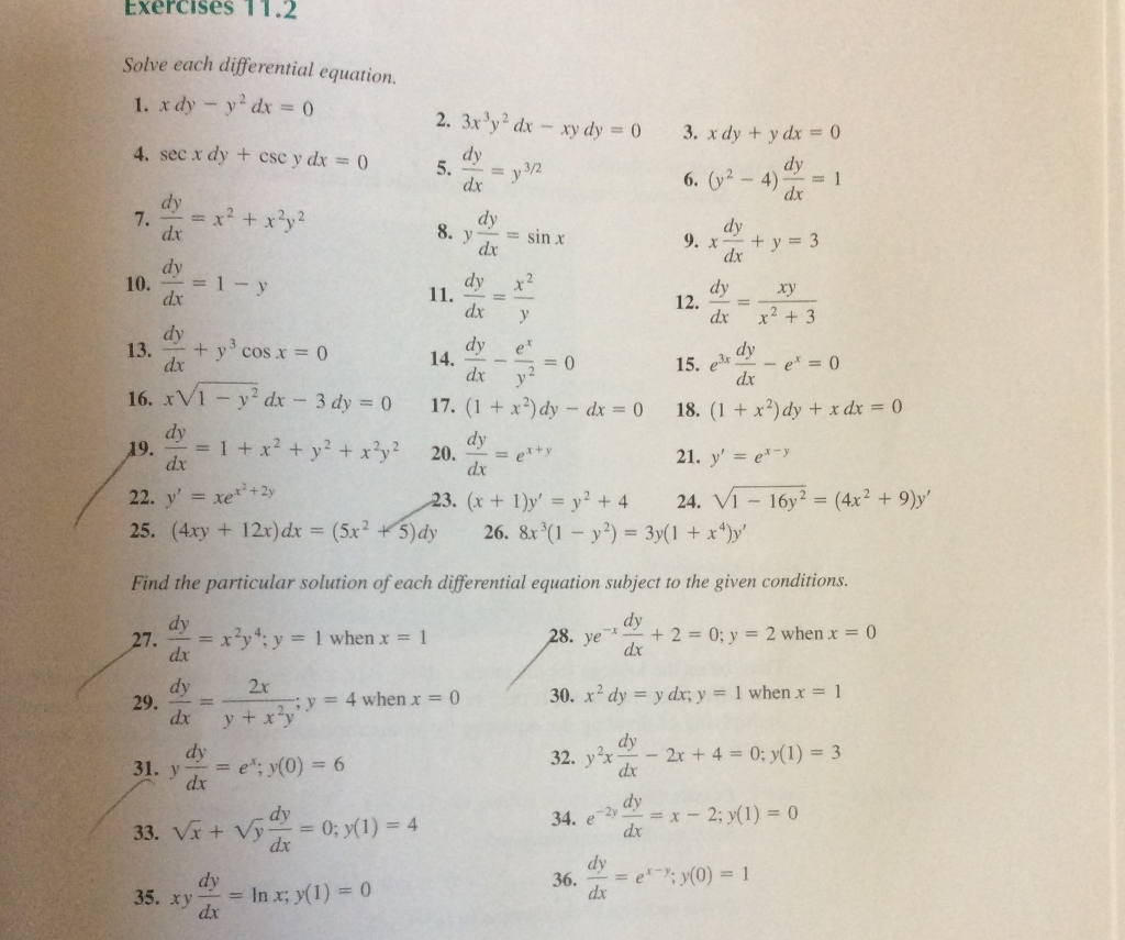 Solved Solve Each Differential Equation Dy Dx 1 X 2 Chegg Com