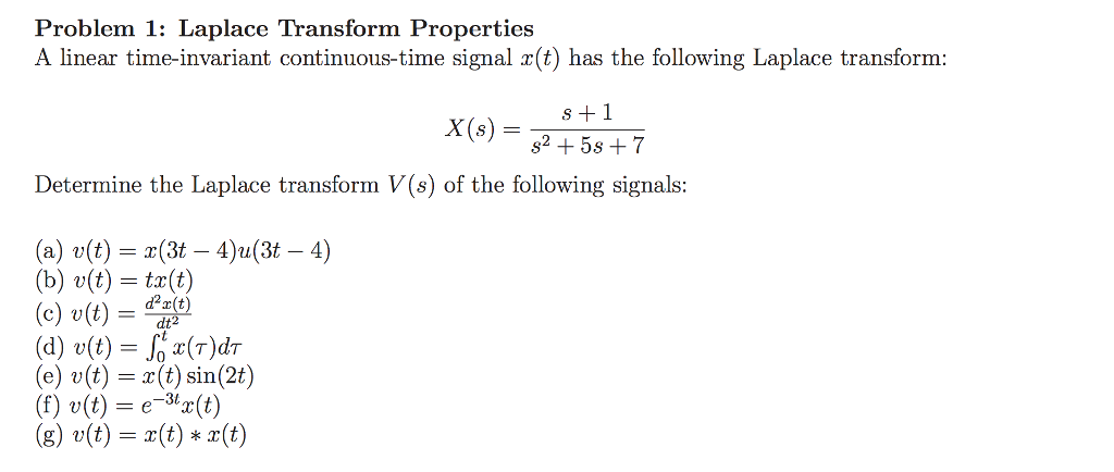 Solved Problem 1 Laplace Transform Properties A Linear T Chegg Com