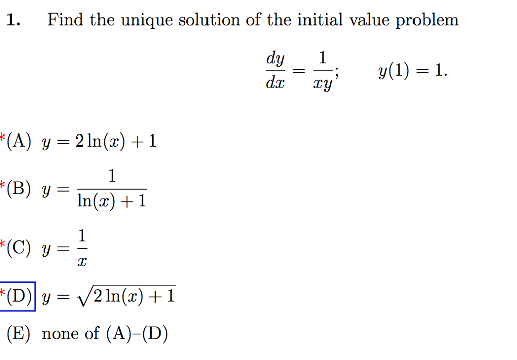 Solved Find The Unique Solution Of The Initial Value Prob Chegg Com