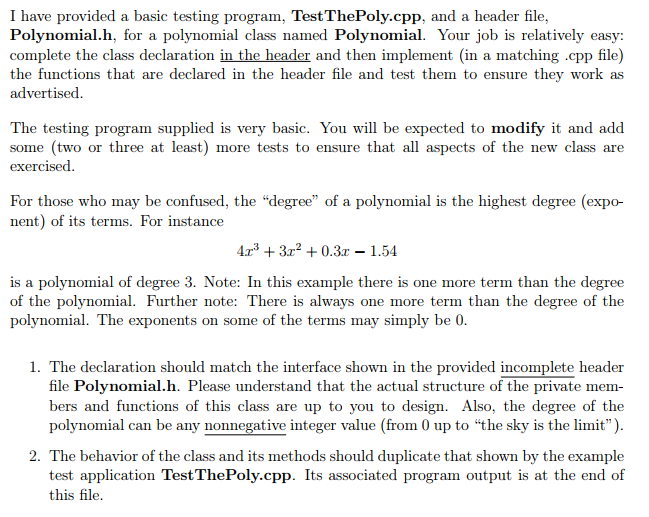 C++ polynomial assignment picture
