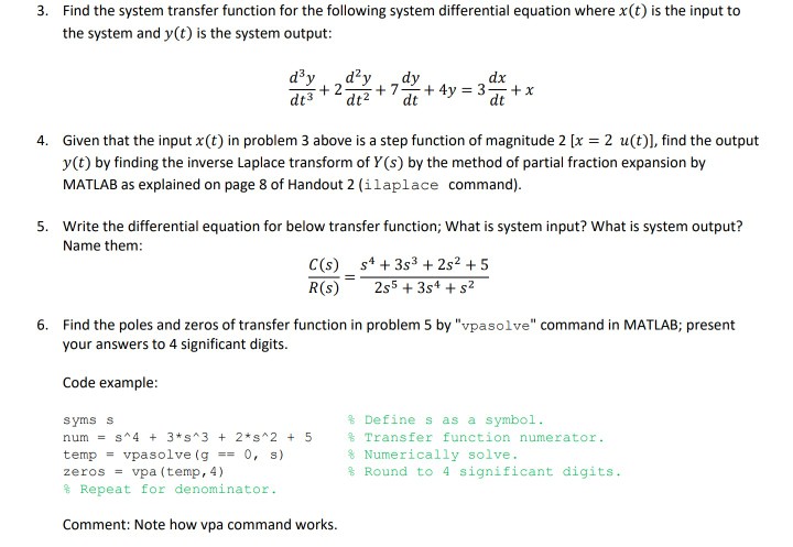 Solved Find The System Transfer Function For The Followin Chegg Com