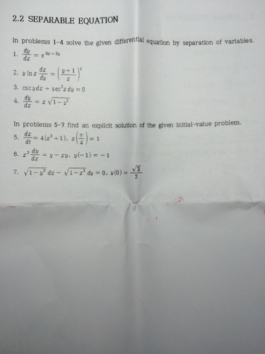 Solved Solve The Given Differential Equation By Separation Chegg Com